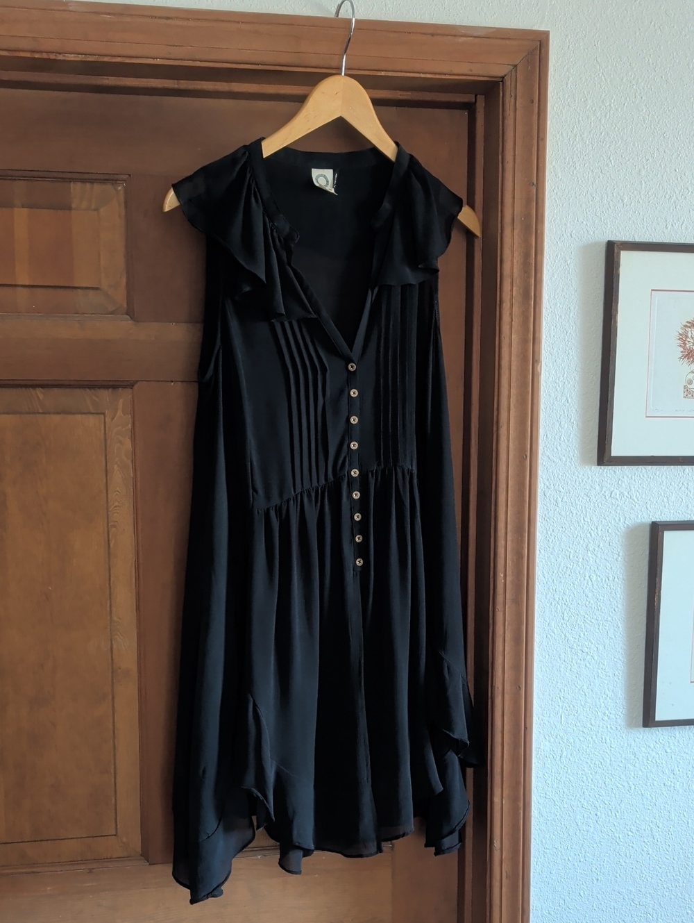 Bakemi + Kin Sheer Black Sleeveless Button-Front Women's Dress/Tunic